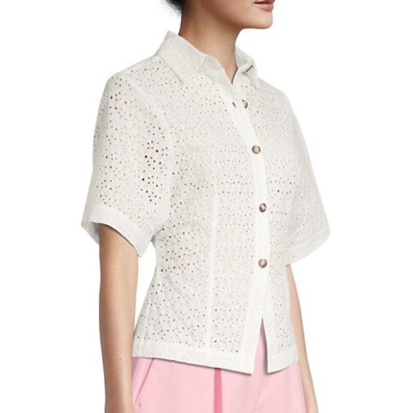 Rebecca Taylor Lea Eyelet Short-Sleeve Blouse - Picture 4 of 7